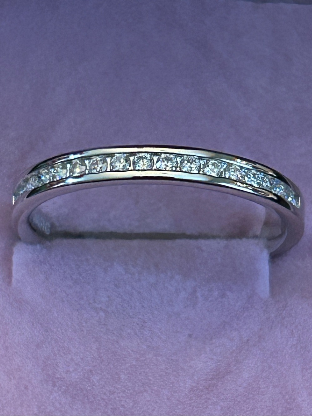 1.10CTW Moissanite Unisex Polished 925 SSilver Channel Set Eternity Band